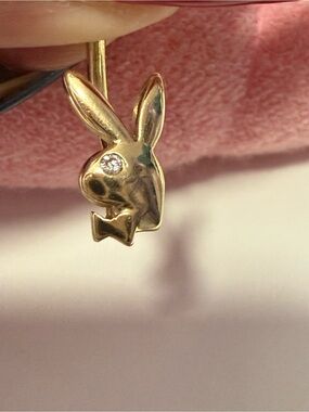 Gold Bunny Pendant with Clear Stone Eye